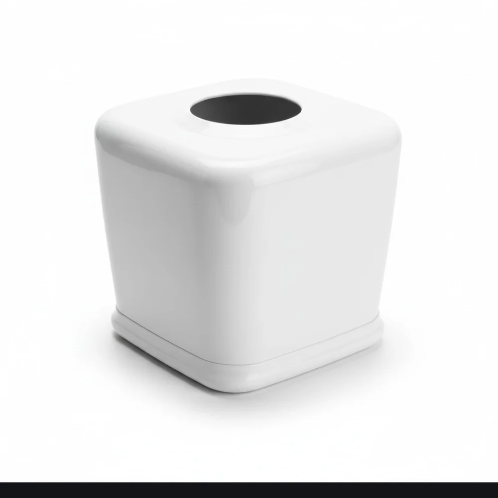 Source Unknown White Tissue Box Holder